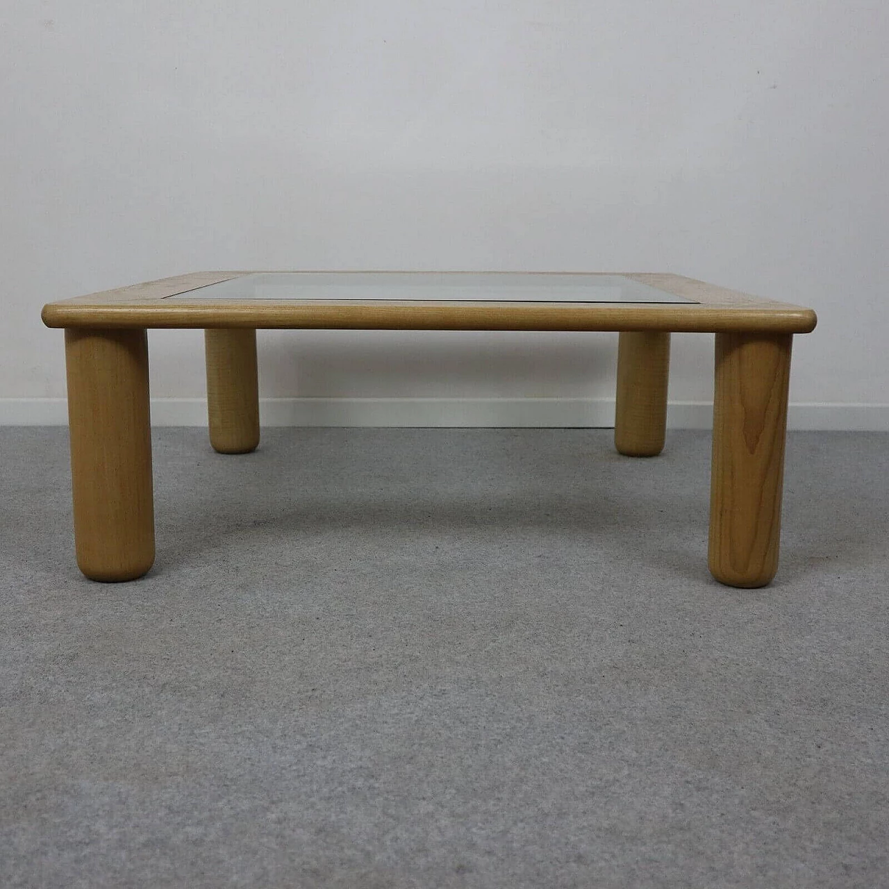 Oak and glass coffee table by Afra and Tobia Scarpa, 1980s 5