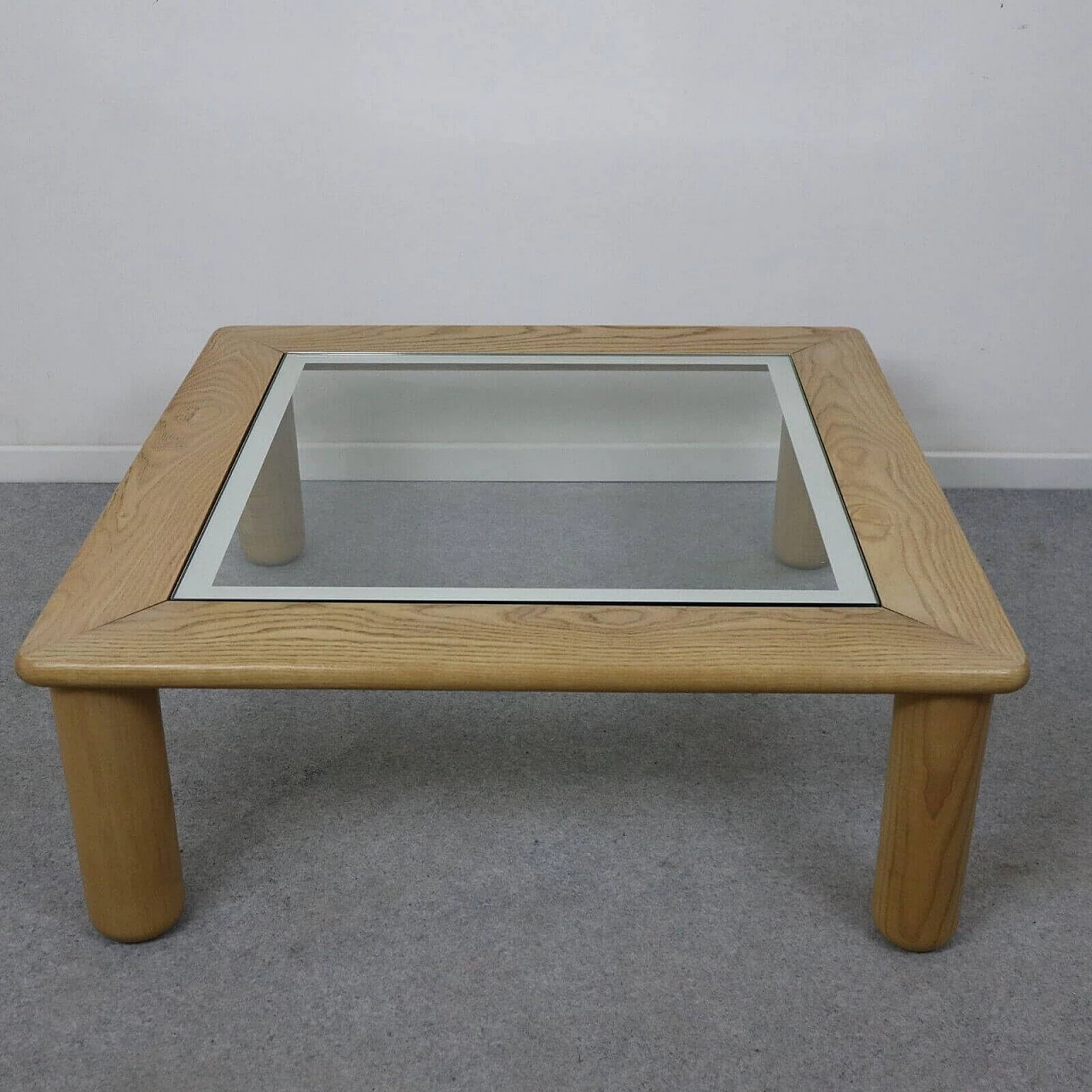 Oak and glass coffee table by Afra and Tobia Scarpa, 1980s 6