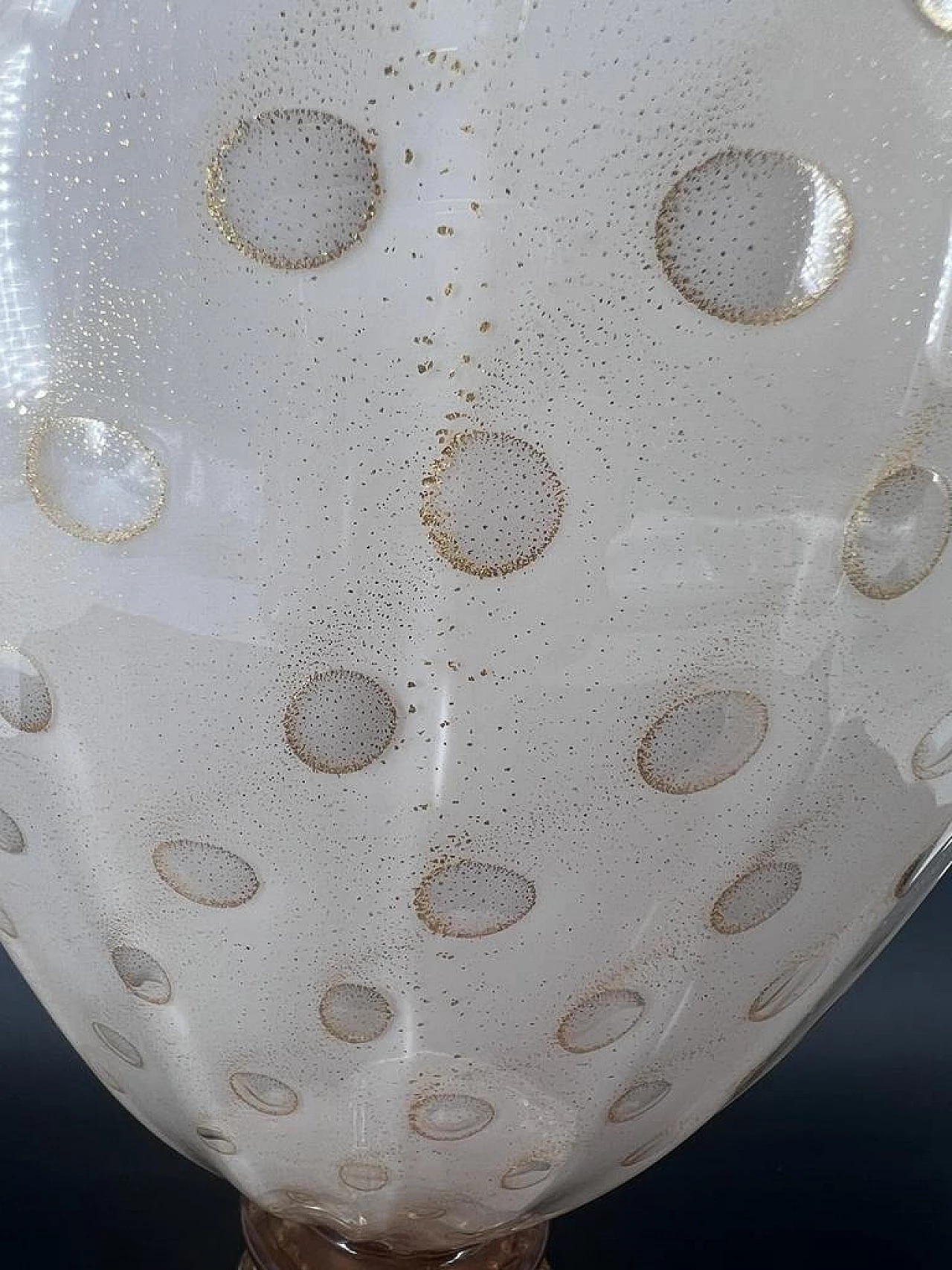 White, powder pink and gilded Murano glass vase 1