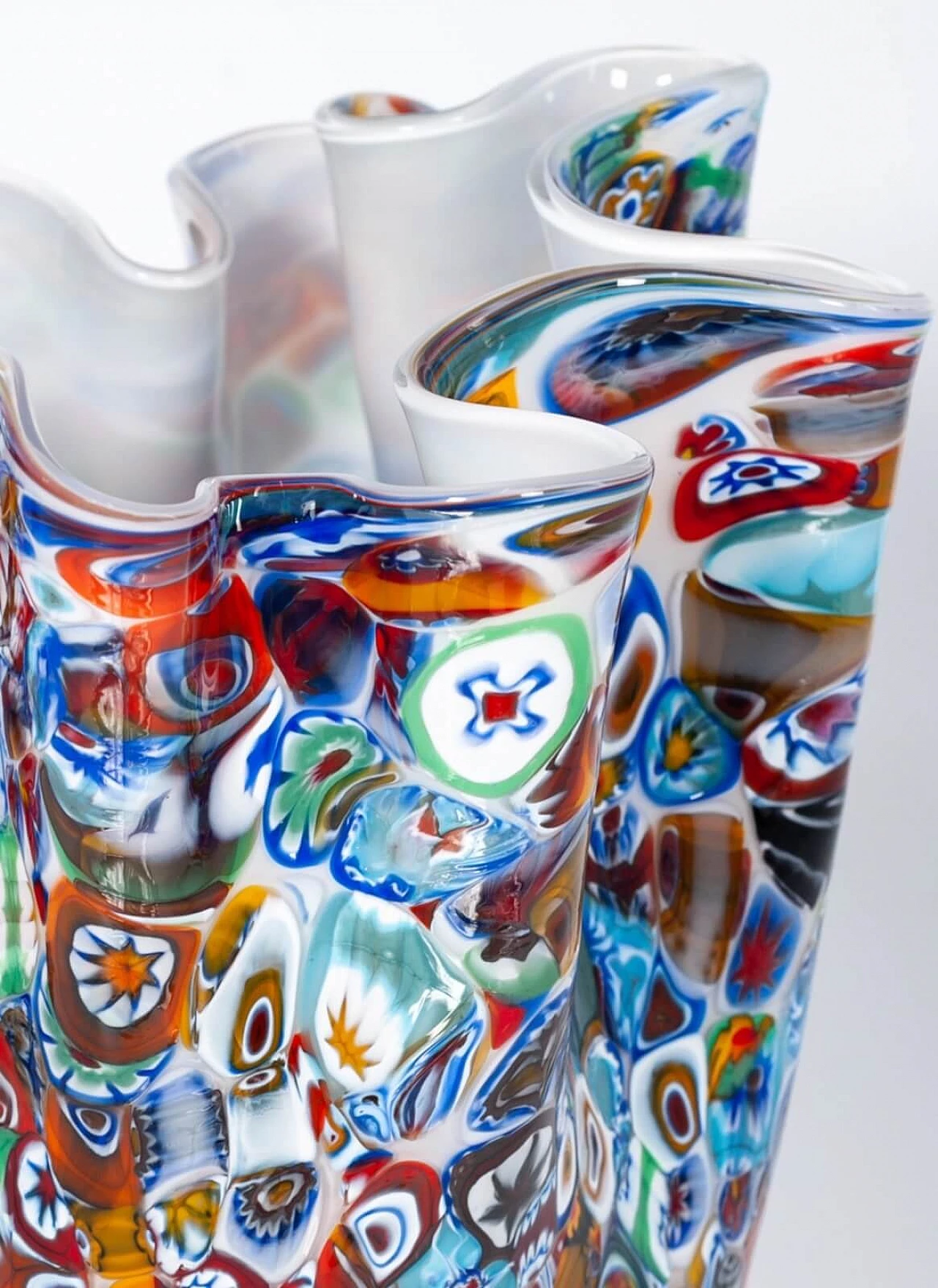 Murano glass Fazzoletto vase with millefiori murrine 1
