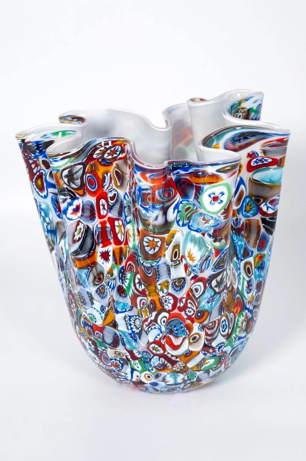 Murano glass Fazzoletto vase with millefiori murrine 2