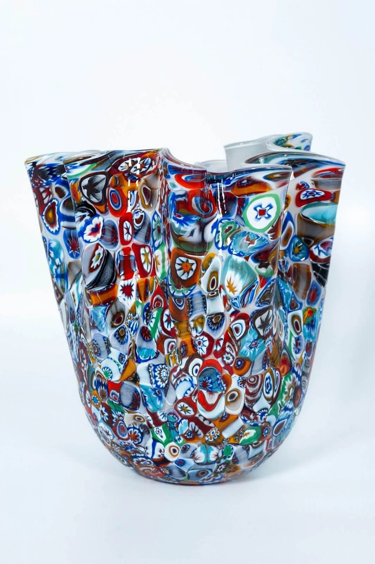 Murano glass Fazzoletto vase with millefiori murrine 4