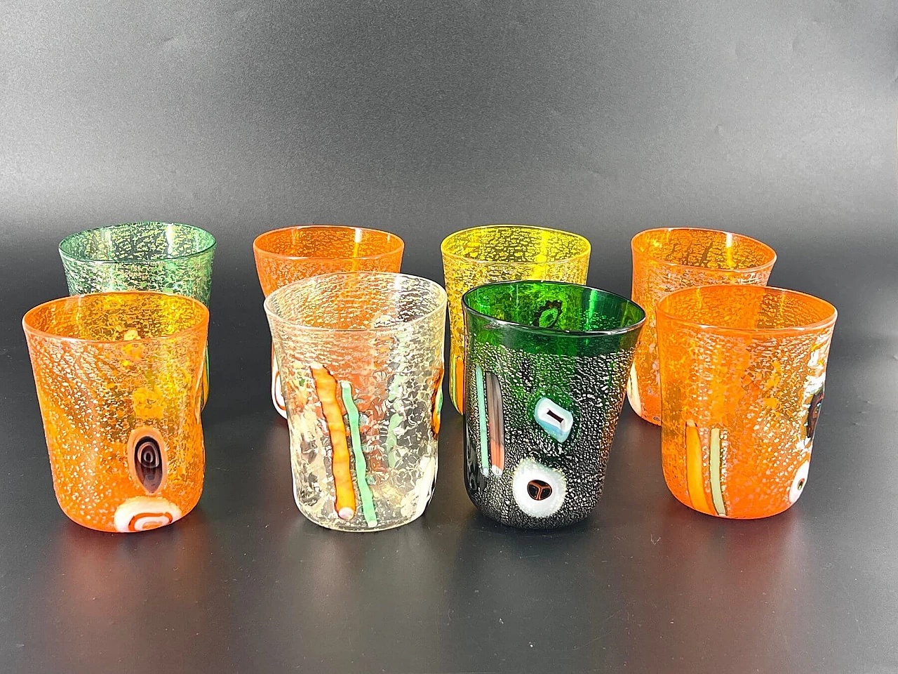 8 Goti tumblers in Murano murrine glass, 2000s 3