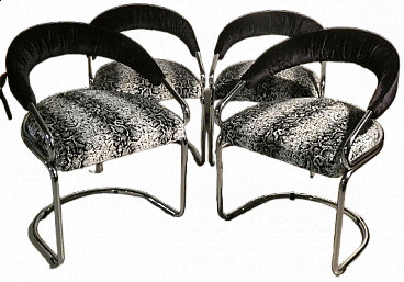 4 Steel chairs by Giotto Stoppino for Kartell, 1970s
