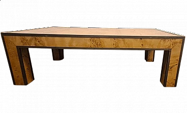 Elm-root and brass coffee table in the style of Willy Rizzo, 1980s