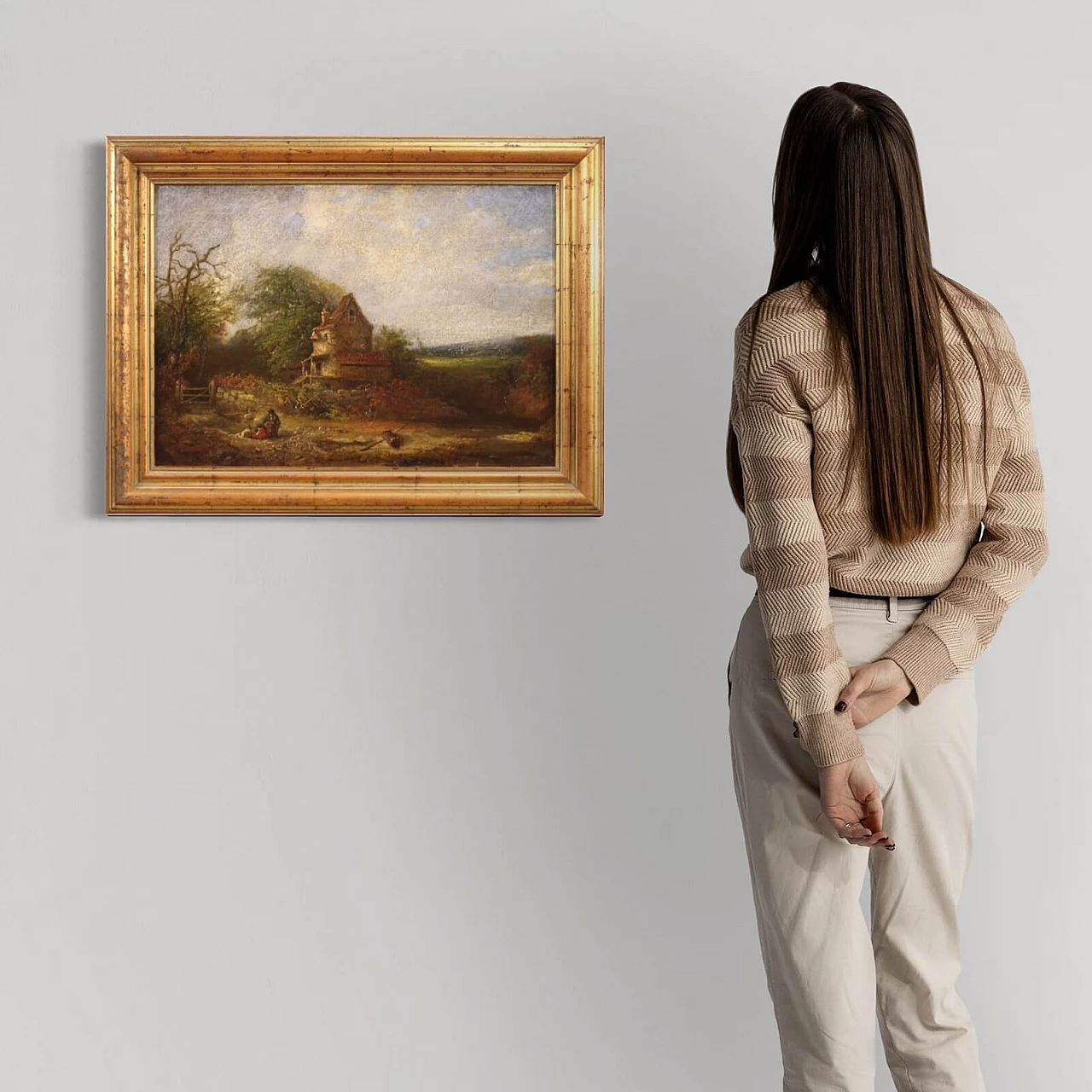 Paesaggio di campagna con casolare, olio su tela, 1854 1333881