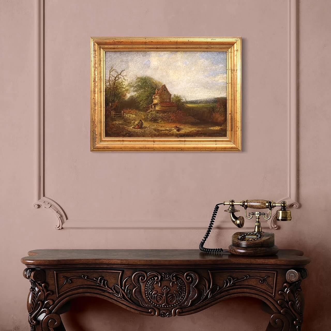 Paesaggio di campagna con casolare, olio su tela, 1854 1333883