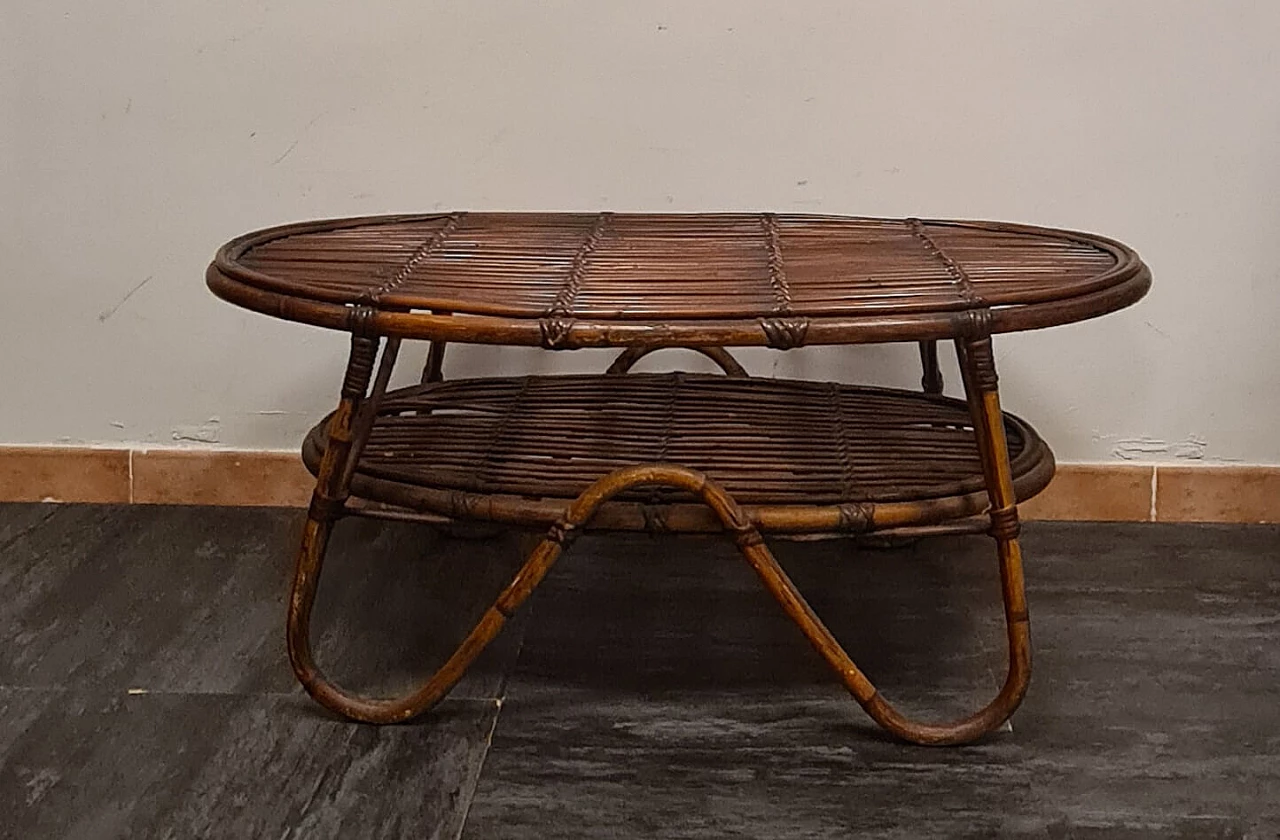 Bamboo coffee table by Tito Agnoli for Bonacina, 1960s 1