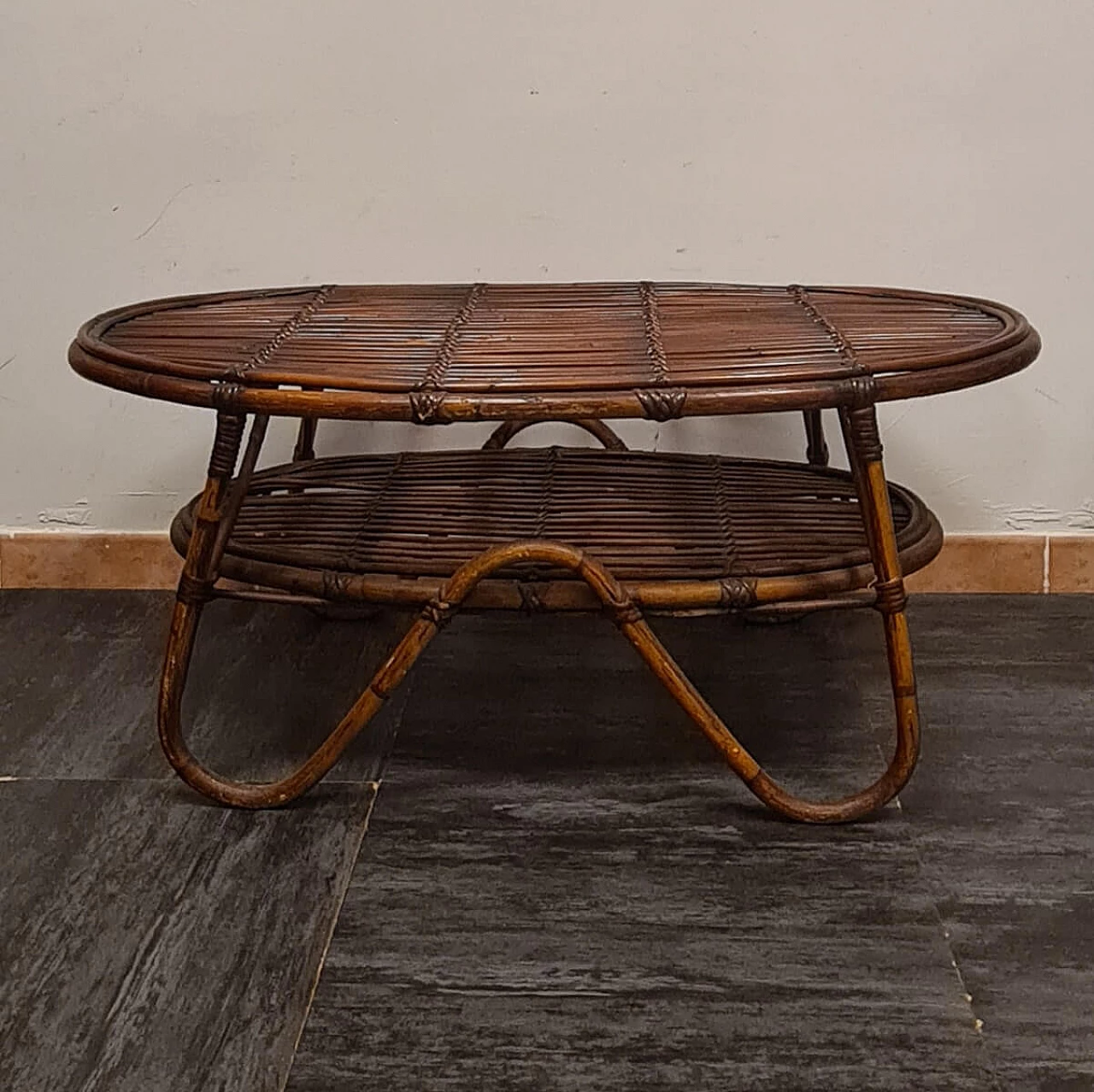 Tavolino in bambù di Tito Agnoli per Bonacina, anni '60 2