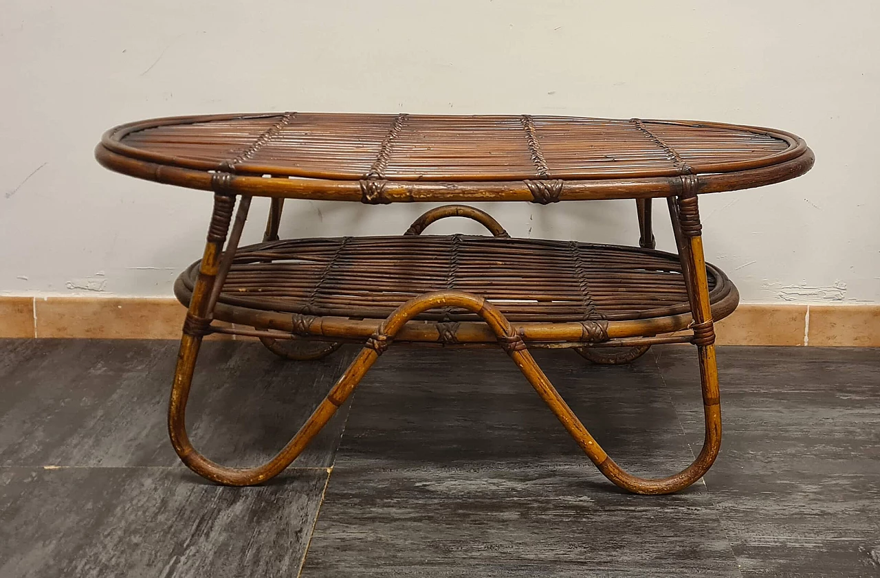 Tavolino in bambù di Tito Agnoli per Bonacina, anni '60 3