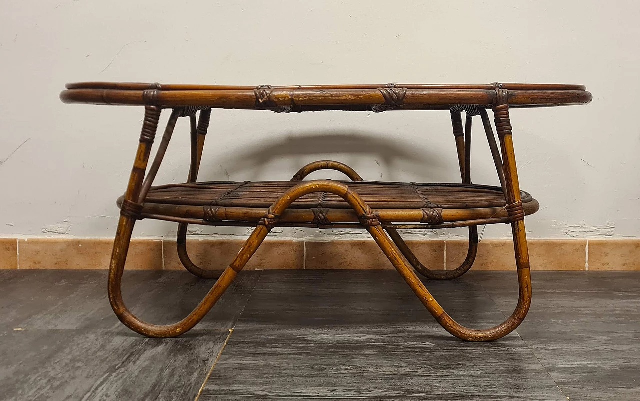 Tavolino in bambù di Tito Agnoli per Bonacina, anni '60 4