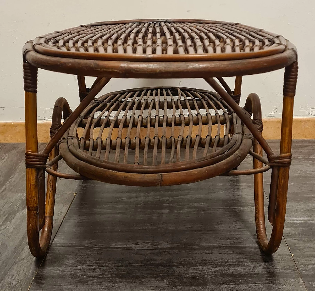 Bamboo coffee table by Tito Agnoli for Bonacina, 1960s 6