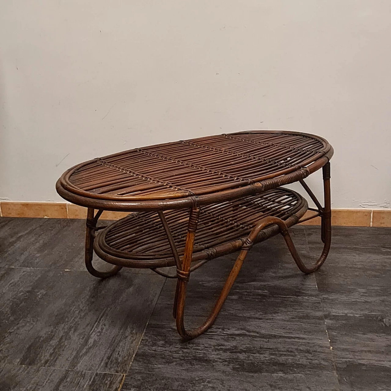 Bamboo coffee table by Tito Agnoli for Bonacina, 1960s 10