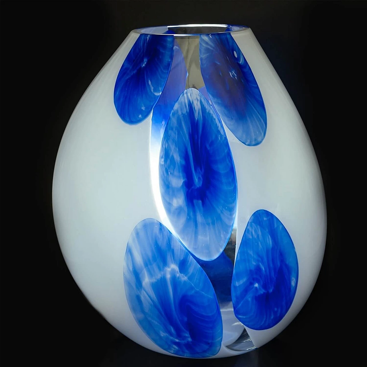 Lampada da tavolo in vetro di Murano bianco e blu 3