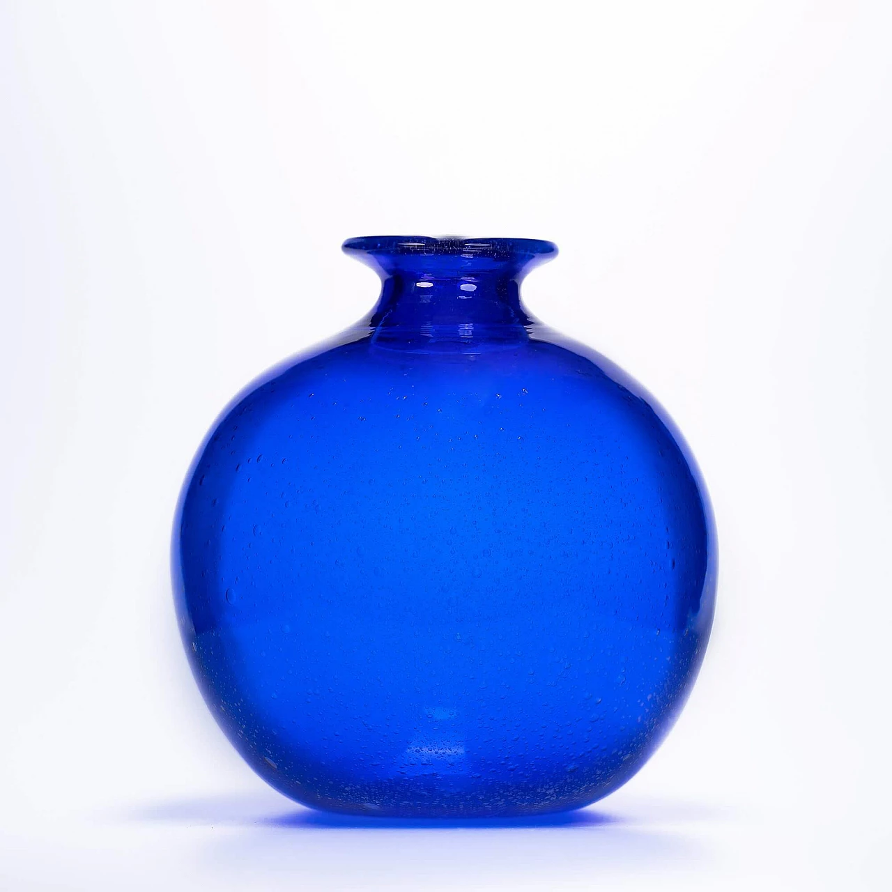 Vaso in vetro di Murano blu con lavorazione a micro bolle 1