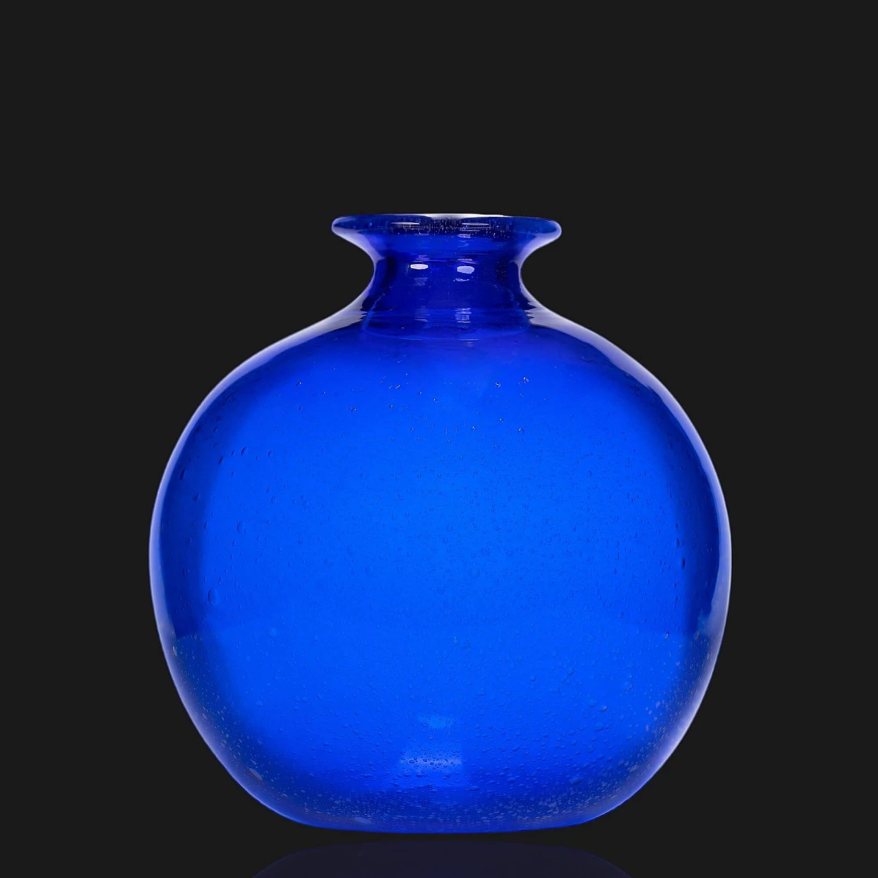 Vaso in vetro di Murano blu con lavorazione a micro bolle 2
