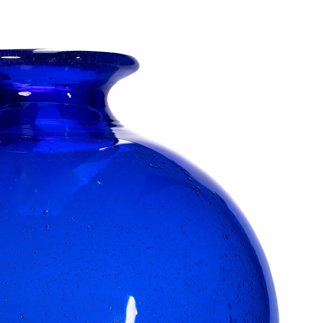 Vaso in vetro di Murano blu con lavorazione a micro bolle 3