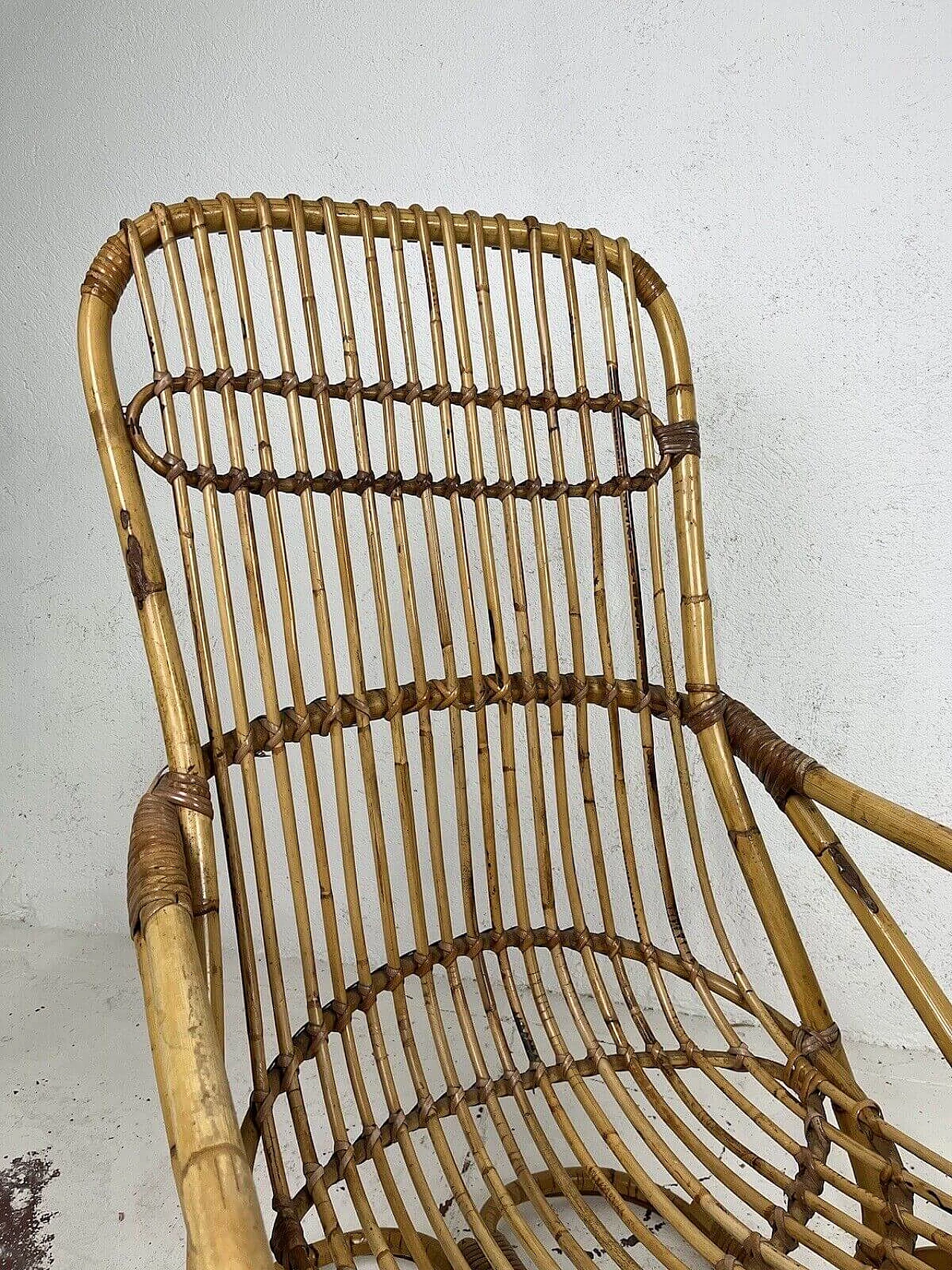 Rattan and wicker armchair attributed to Tito Agnoli for Bonacina, 1960s 16