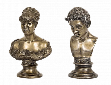 Pair of solid silver sculptures by Gemito for Galleria di Chiurazzi, early 20th century