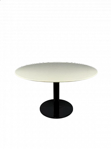 Tavolo in metallo nero e legno bianco di Achille Castiglioni, anni '70