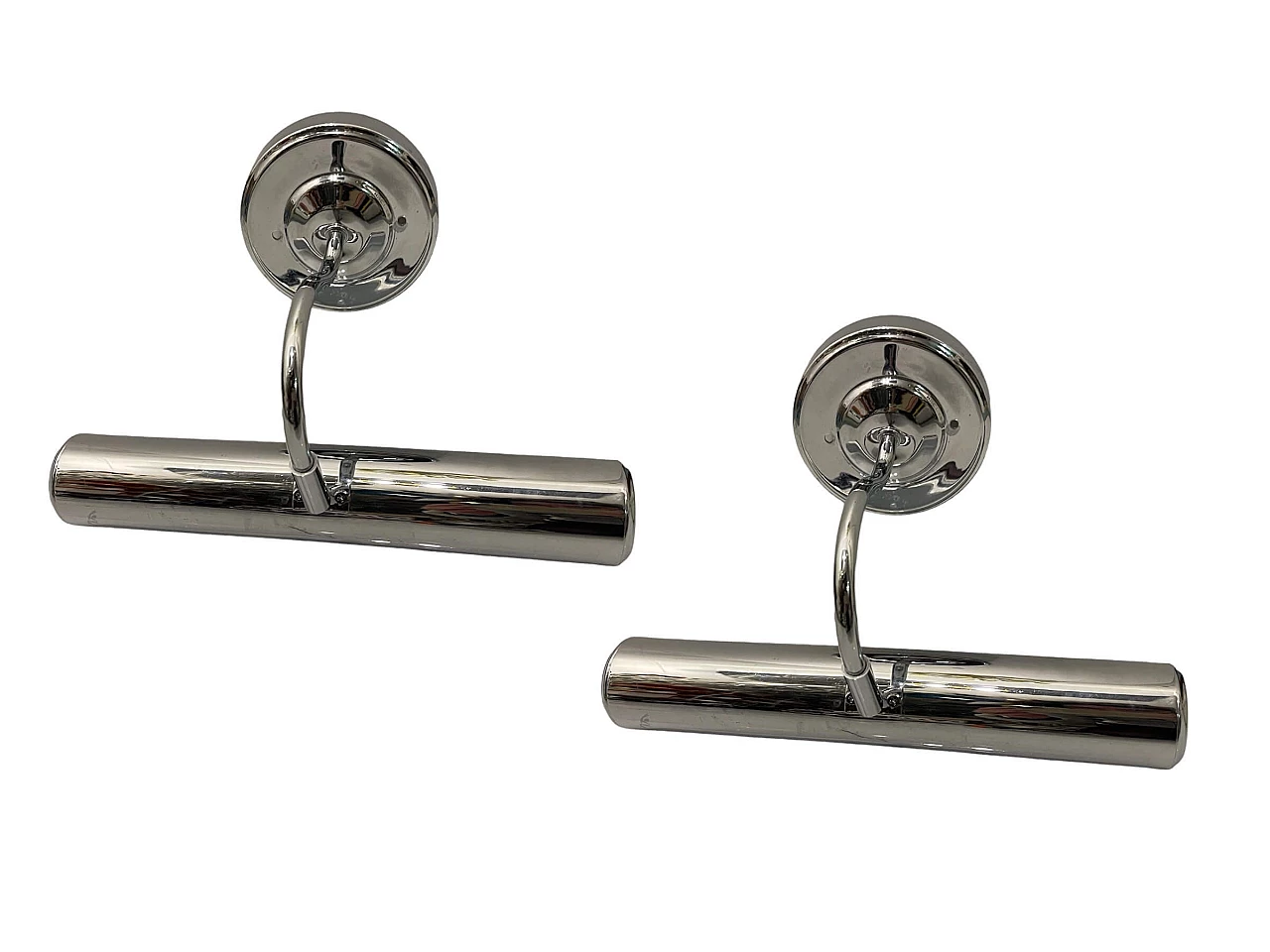 Pair of polished chromed metal wall lights by Zonca, 1980s 7