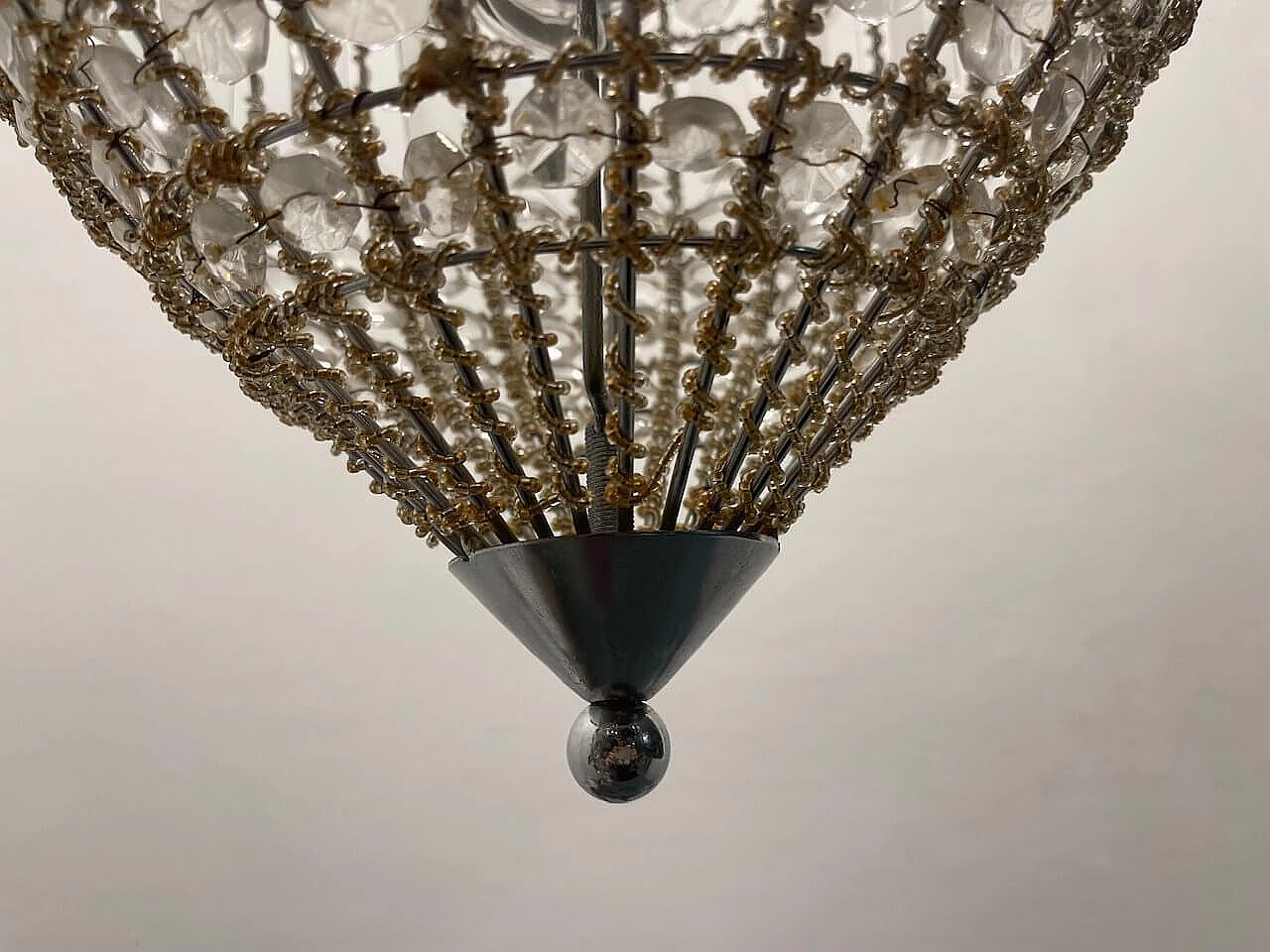 Pair of ceiling lamps with crystal beads, 1980s 4