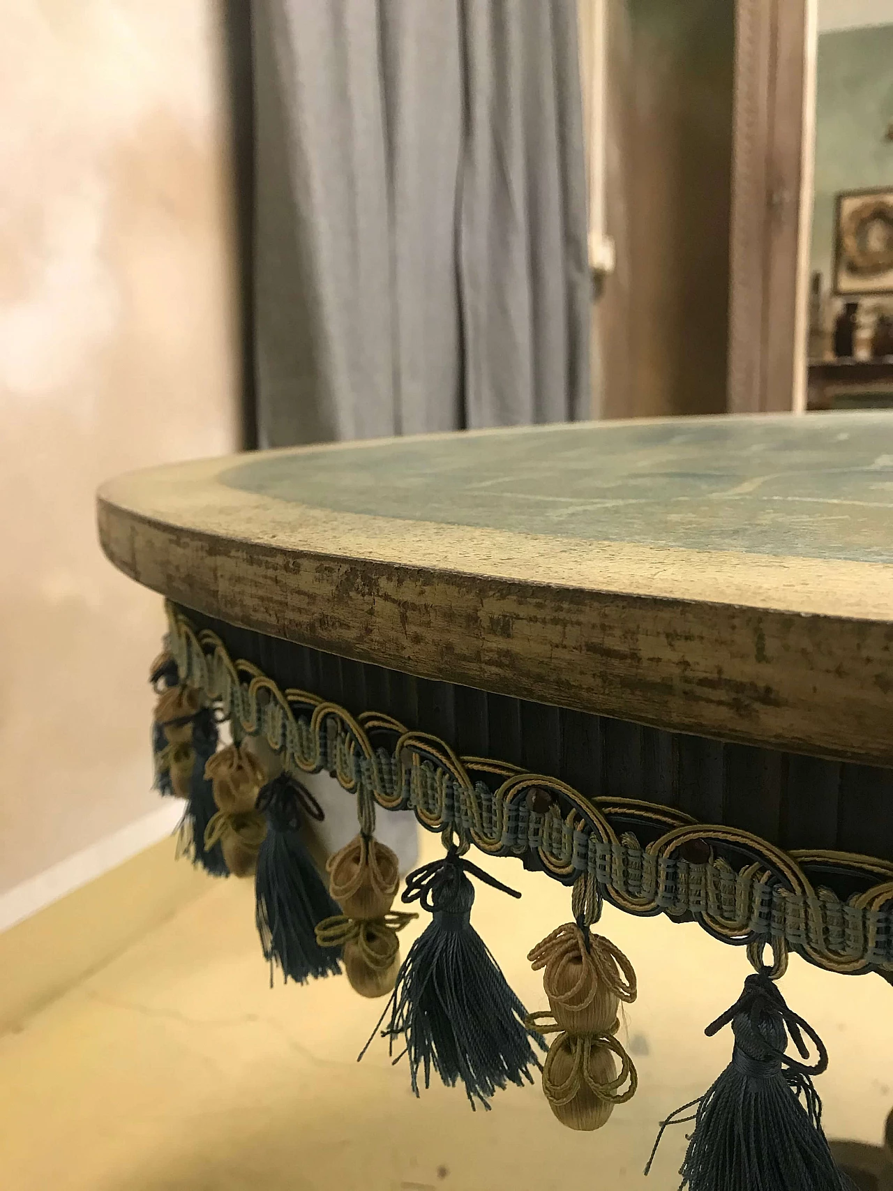 Decorated wooden round table, 1920s 4