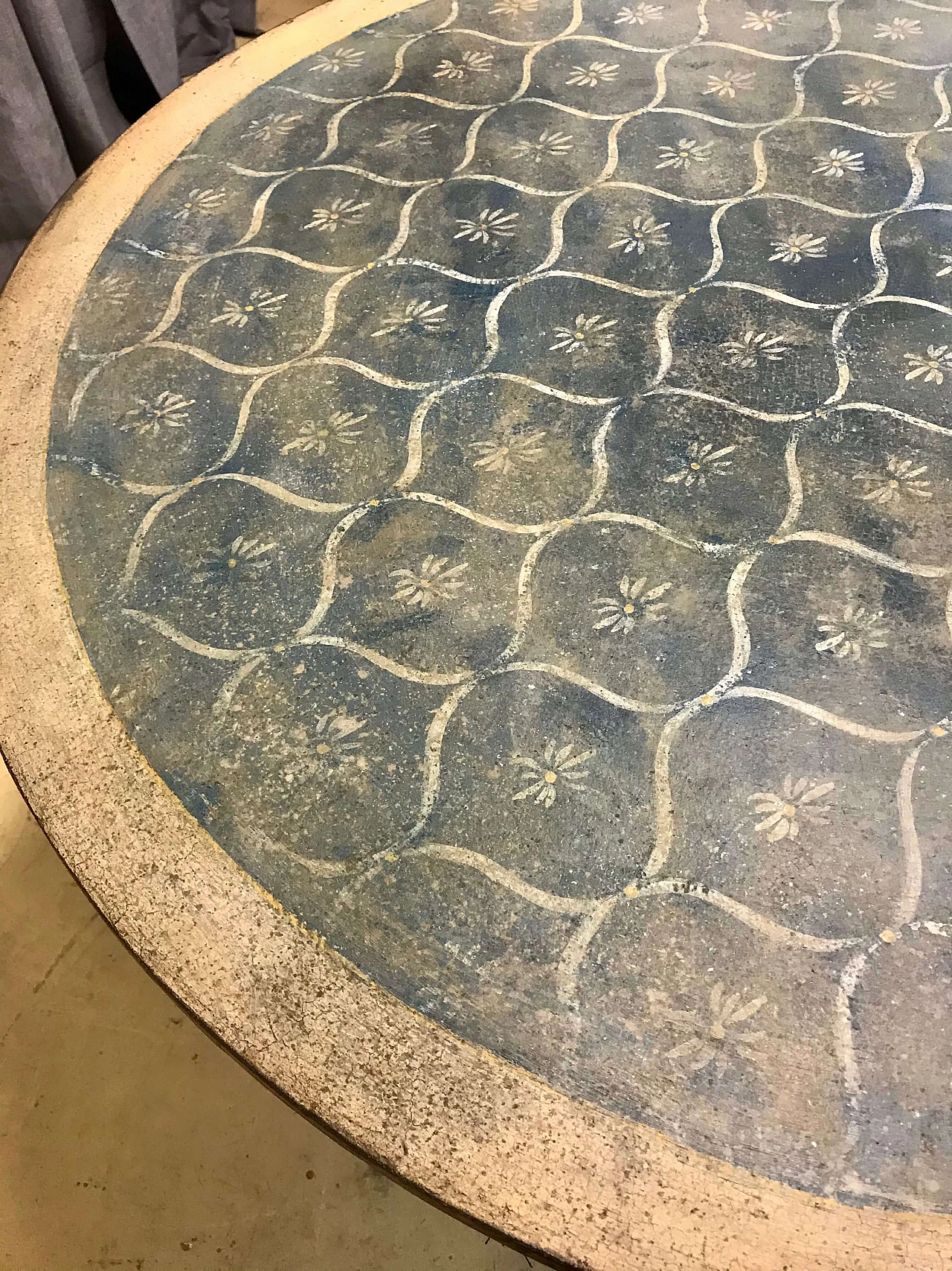 Decorated wooden round table, 1920s 6