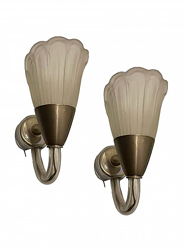 Pair of Murano glass wall lamps, 1950s