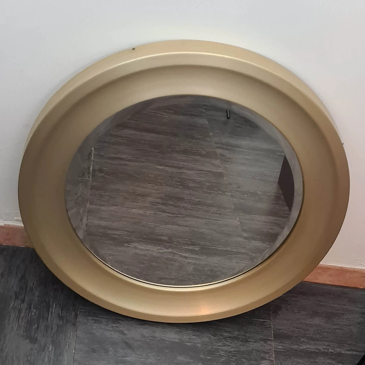 Round mirror with gilded aluminium frame by Sergio Mazza for Artemide, 1960s 5