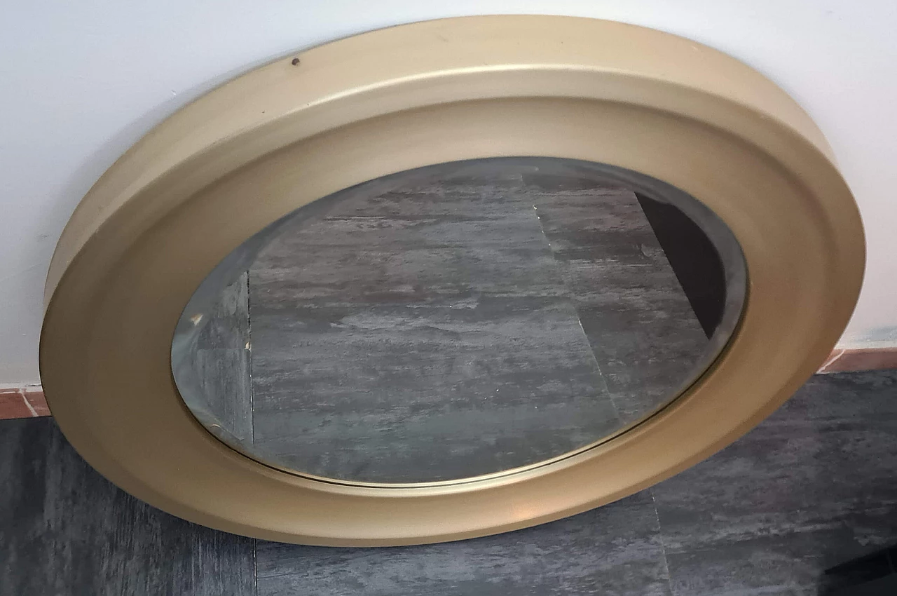 Round mirror with gilded aluminium frame by Sergio Mazza for Artemide, 1960s 8