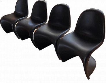 4 Black Panton S chairs by Verner Panton for Vitra
