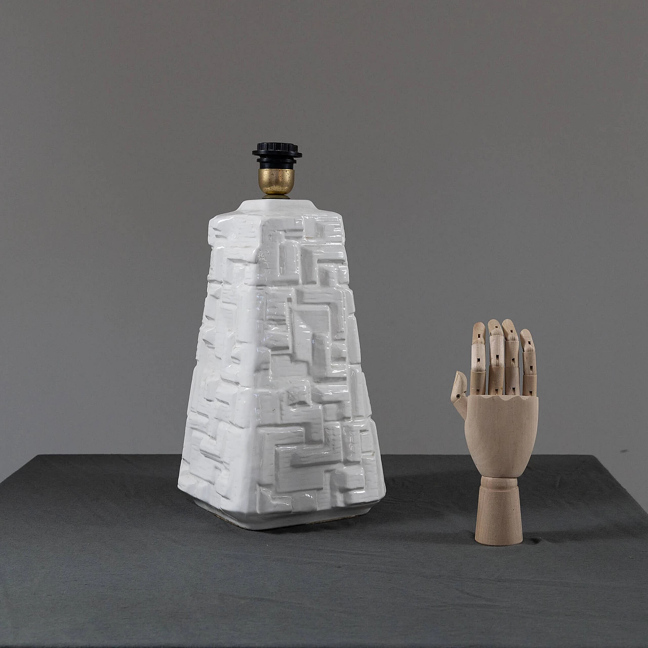 Ceramic table lamp with geometric pattern, 1960s 1