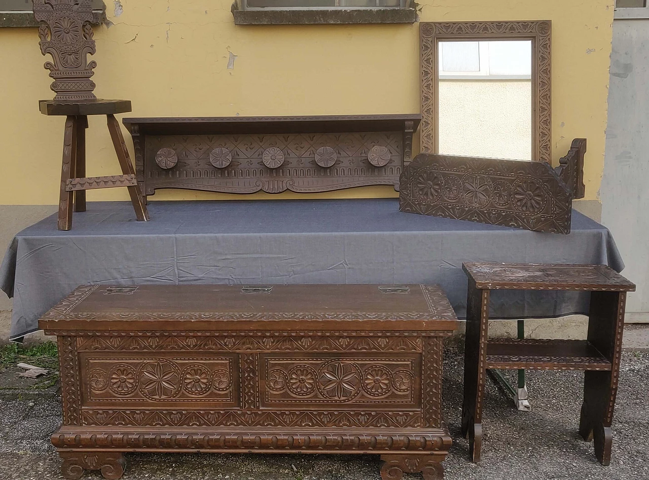 Componenti d'arredo in legno massello, anni '60 17