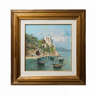 Marina, oil on canvas signed G. Masini, 1930s