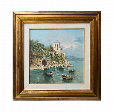 Marina, oil on canvas signed G. Masini, 1930s
