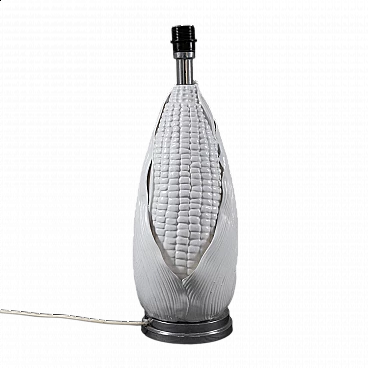 White ceramic cob table lamp, 1960s