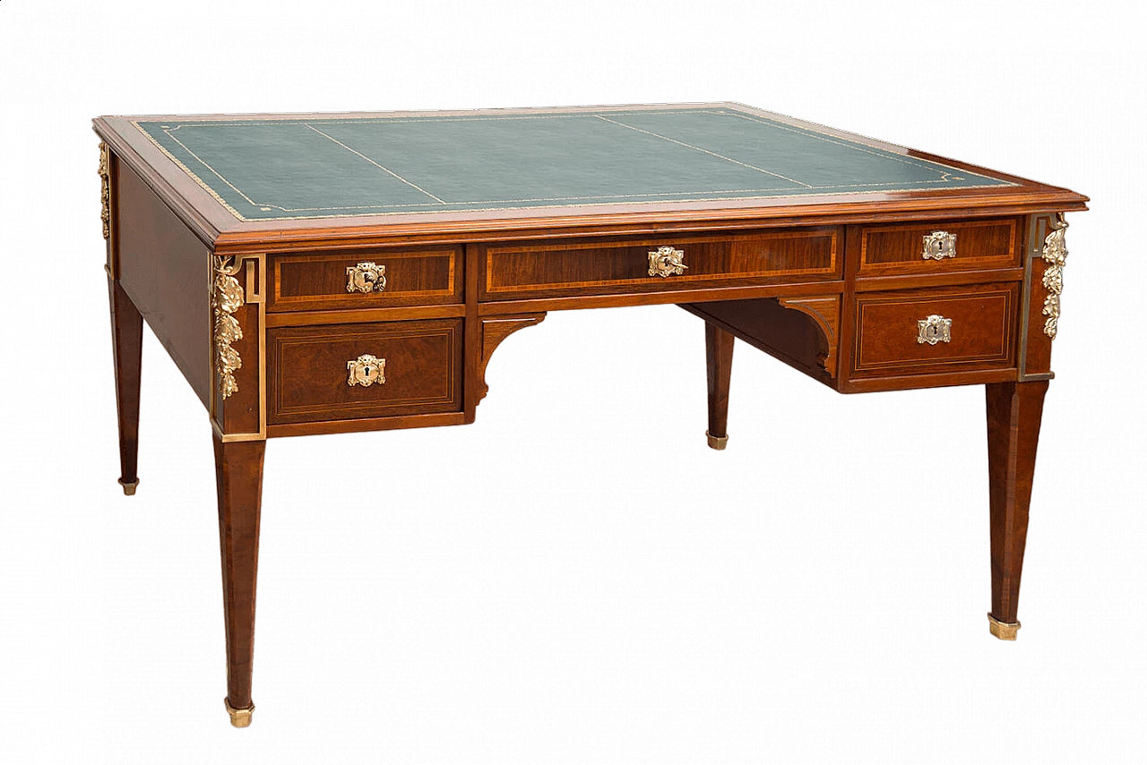 Scrivania Napoleone III in piuma di mogano con elementi in bronzo dorato, '800 6