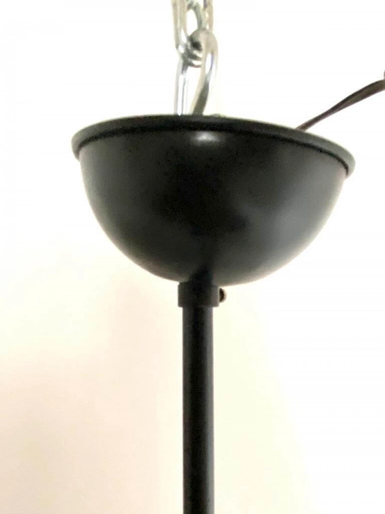 Glass, iron and teak hanging lamp by Stilnovo, 1950s 8