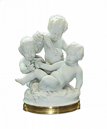 Group of cupids, Capodimonte porcelain sculpture, 1950s