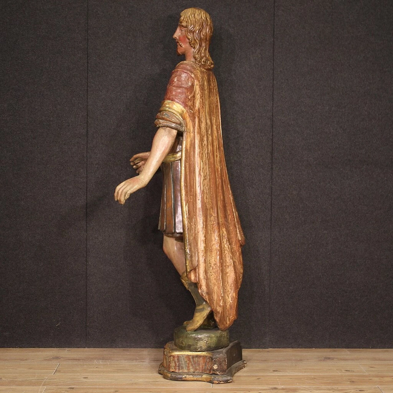 Polychrome wooden sculpture depicting a Roman soldier, second half of the 18th century 8