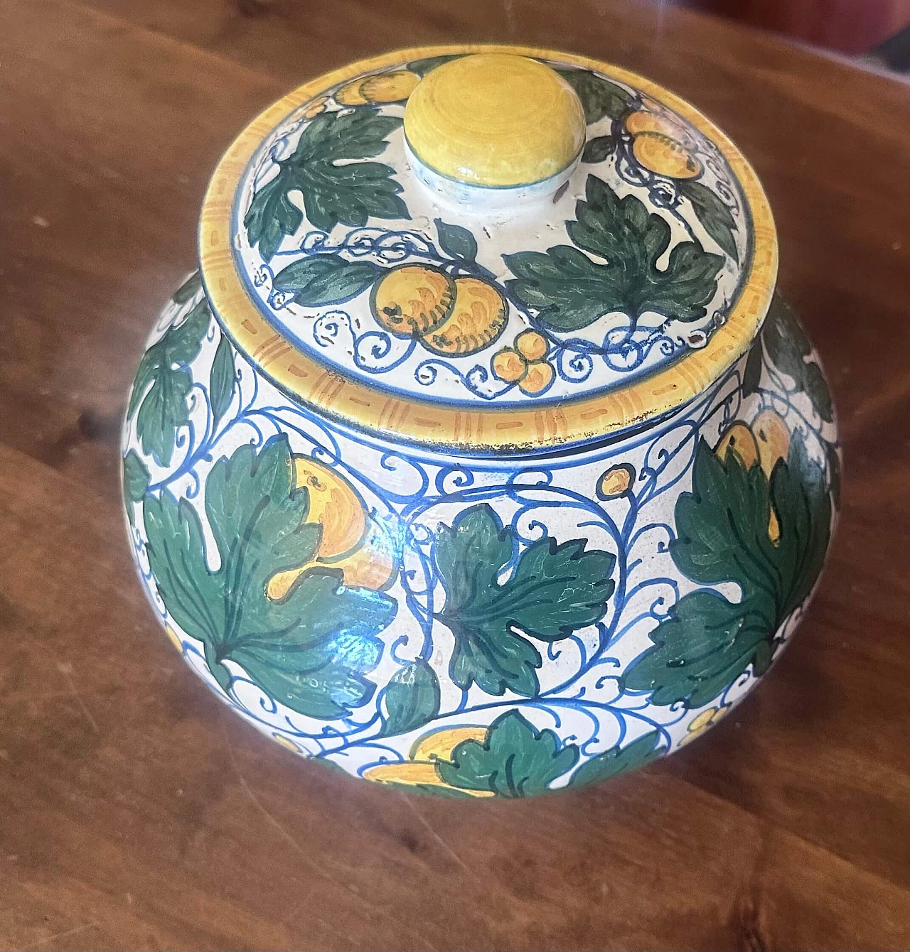 Vasetto da mostarda in ceramica dipinta a mano, anni '50 1