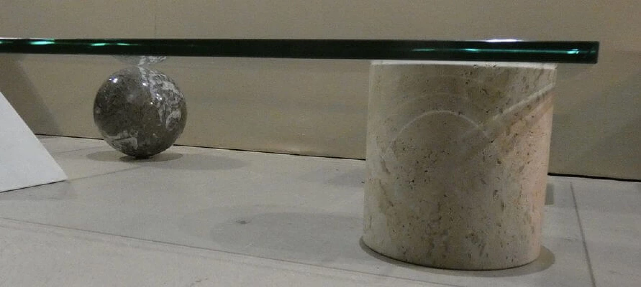 Tavolino Metafora #1 in marmo e vetro attribuito a Lella e Massimo Vignelli per Casigliani, anni '80 3