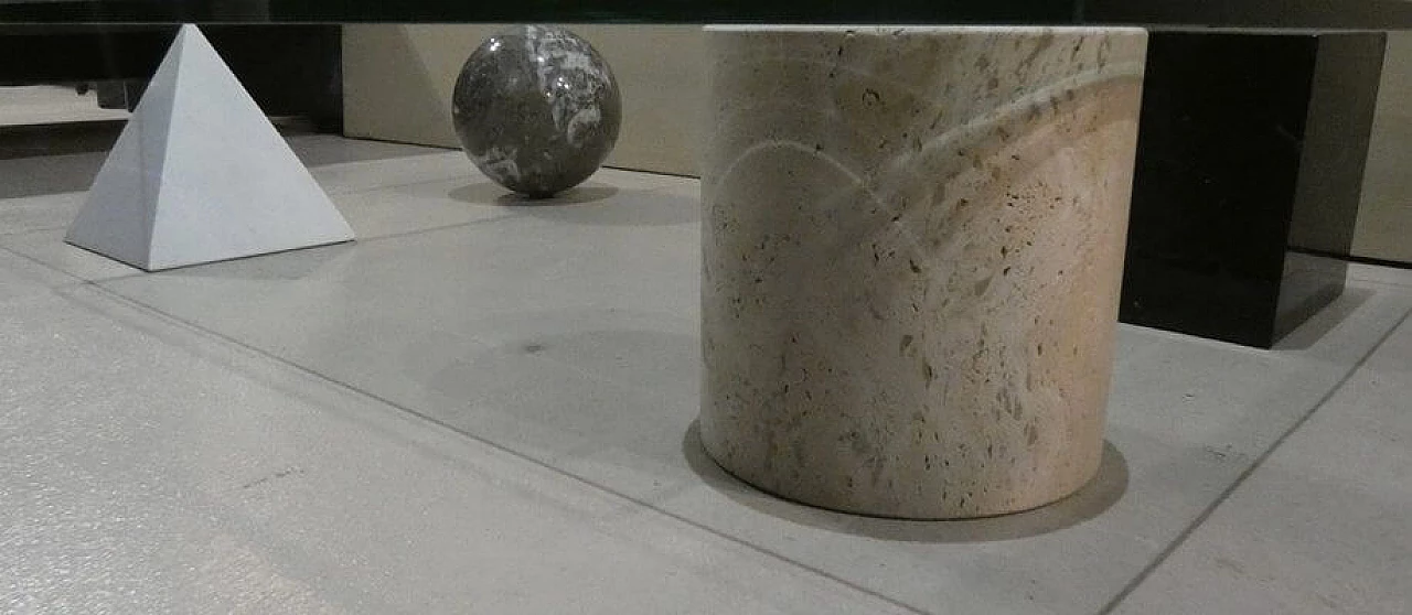 Tavolino Metafora #1 in marmo e vetro attribuito a Lella e Massimo Vignelli per Casigliani, anni '80 4
