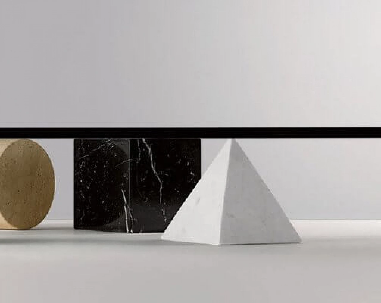 Tavolino Metafora #1 in marmo e vetro attribuito a Lella e Massimo Vignelli per Casigliani, anni '80 5