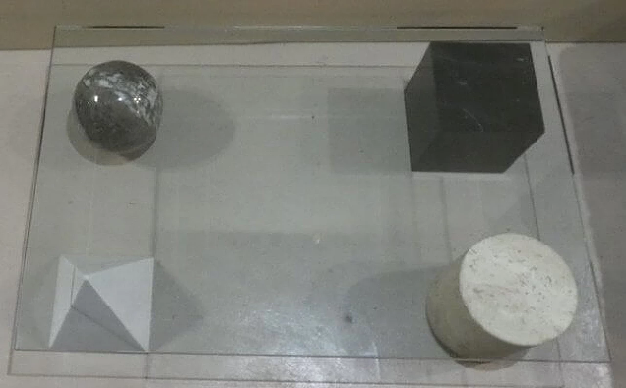 Tavolino Metafora #1 in marmo e vetro attribuito a Lella e Massimo Vignelli per Casigliani, anni '80 6