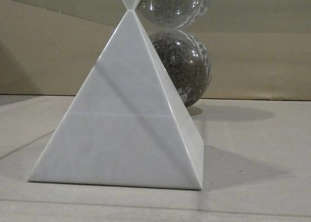 Tavolino Metafora #1 in marmo e vetro attribuito a Lella e Massimo Vignelli per Casigliani, anni '80 9