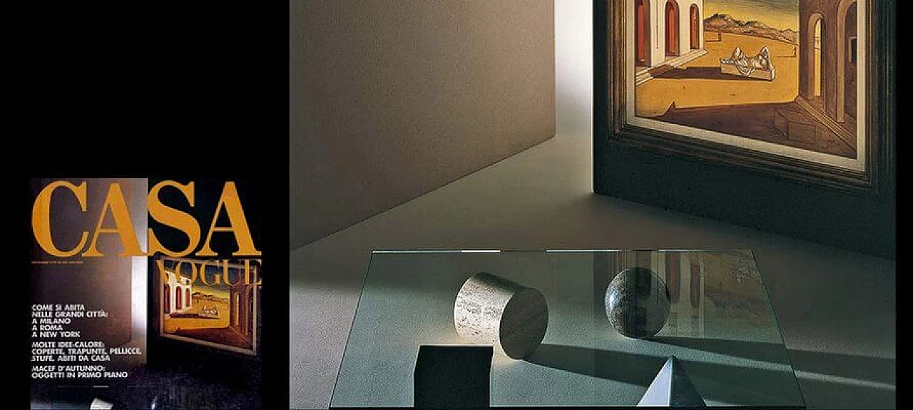 Tavolino Metafora #1 in marmo e vetro attribuito a Lella e Massimo Vignelli per Casigliani, anni '80 14