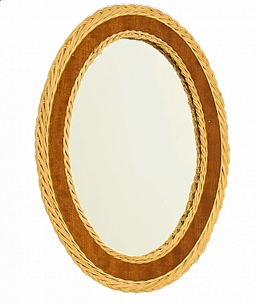 Scandinavian mirror with woven rattan frame, 1960s