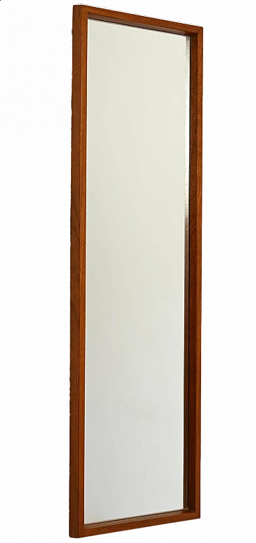 Specchio scandinavo rettangolare in teak, anni '60